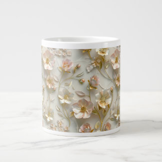 Lyxig 3D präglad blomster guld folie elegant Jumbo Mugg