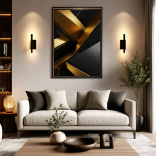 Lyxig 3D-vägg Modern Metallisk Design Poster