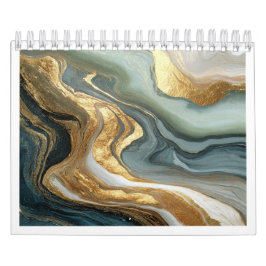 Lyxig Abstrakt Flytande Guld Kalendarium 2027 Kalender