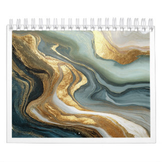 Lyxig Abstrakt Flytande Guld Kalendarium 2027 Kalender