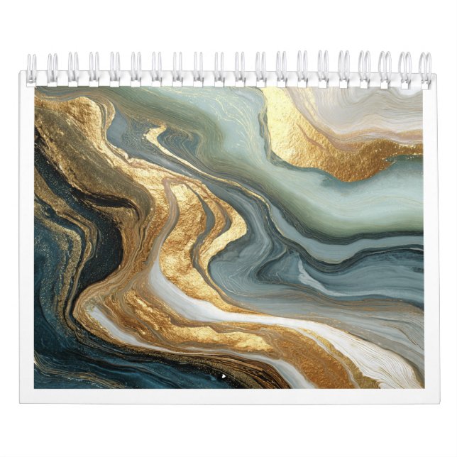 Lyxig Abstrakt Flytande Guld Kalendarium 2027 Kalender (Omslag)