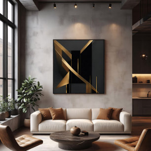 Lyxig Abstrakt Geometrisk Arkitektur i Guld Poster