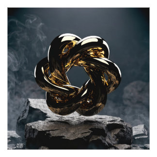 Lyxig Abstrakt Geometrisk Guldskulptur - Modern Fototryck