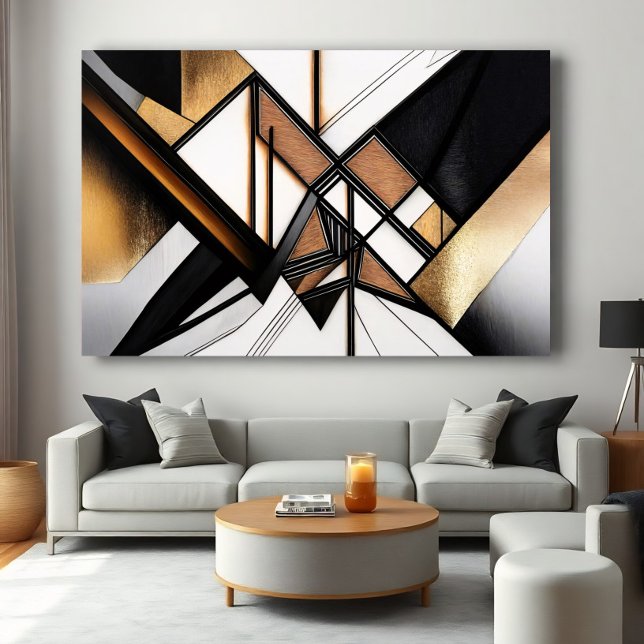 Lyxig Abstrakt Geometrisk Trä och Guld Konst Poster (Skapare uppladdad)