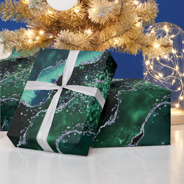 Lyxig ädelsten Smaragd Glitter Agat Presentpapper (Helgdagar)
