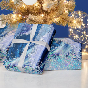 Lyxig ädelstensmarmor Blå glitteragate Presentpapper