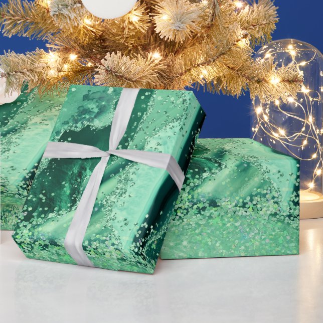 Lyxig ädelstensmarmor Grön glitteragat Presentpapper (Helgdagar)