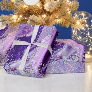 Lyxig ädelstensmarmor Lila Glitter Agat Presentpapper