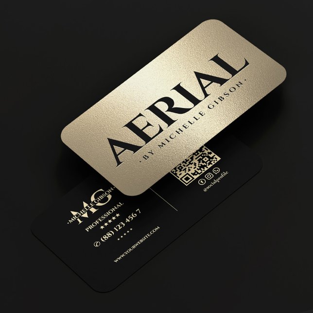 Lyxig Aerial UAV Drönarpilot Svart Falskt Guld Visitkort (Luxury Aerial UAV Drone Pilot Black Faux Gold Business Card
)