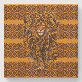 Lyxig afrikansk lejon Art Nouveau geometrisk Stenunderlägg
