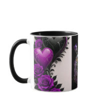 Lyxig Amethyst Hjärtkaffekopp med Lila Rosor
