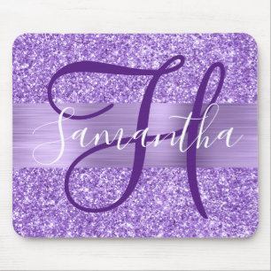 Lyxig ametistglitter med personlig monogram musmatta
