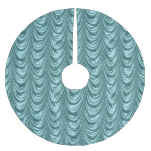 Lyxig Aqua Ruched satäng langetterat mönster Julgransmatta Borstad Polyester
