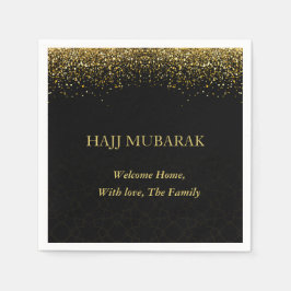 Lyxig arabisk kalligrafi Hajj Mubarak i guld Pappersservett