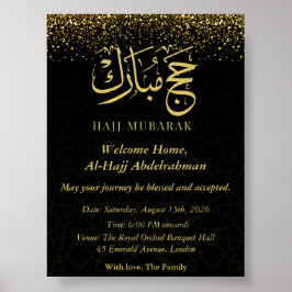 Lyxig arabisk kalligrafi Hajj Mubarak i guld Poster