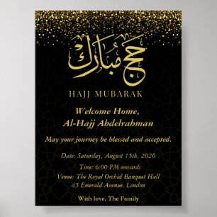 Lyxig arabisk kalligrafi Hajj Mubarak i guld Poster