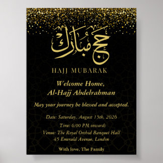 Lyxig arabisk kalligrafi Hajj Mubarak i guld Poster