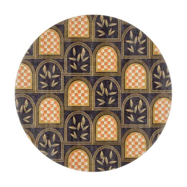 Lyxig Art Deco Geometrisk Blommig Sömlös Mönster  (Framsidan)
