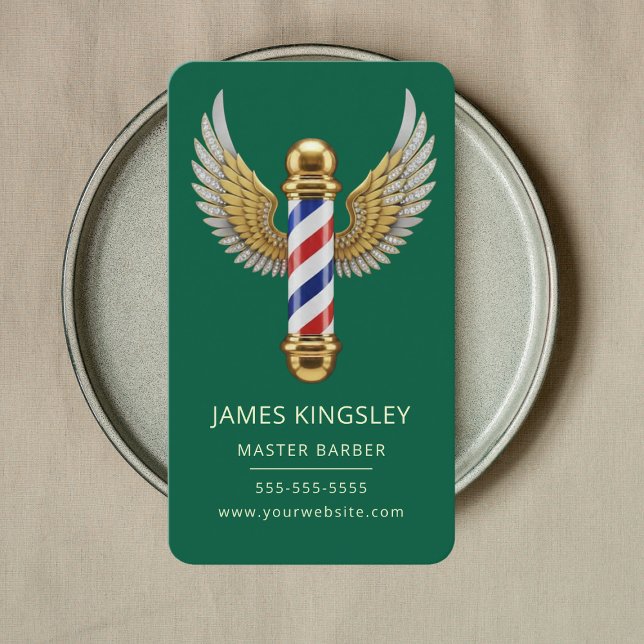 Lyxig Barber Stång Frisyr Professionell Barbershop Visitkort (Skapare uppladdad)