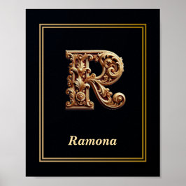 Lyxig Barock Bokstav R Monogram Affisch