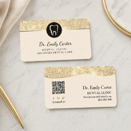 Lyxig Beige & Guld Tandklinik Visitkort