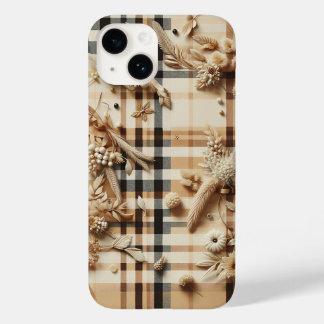Lyxig Beige Plaid Telefonfodral Skulpterad Höstblo