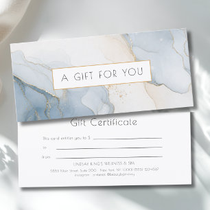Lyxig blå beige guldmarmorpresentcertifikat