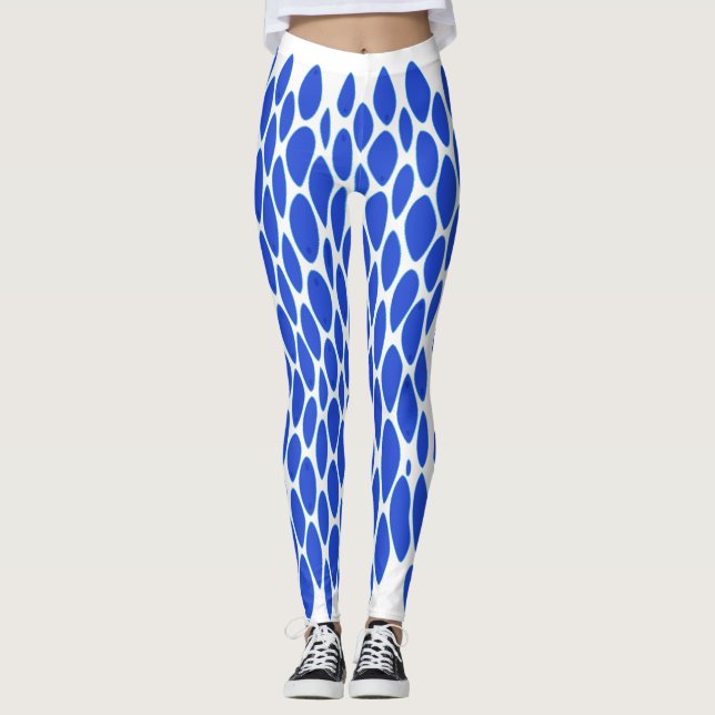 Lyxig blå pythonsköldmönster leggings (Framsida)