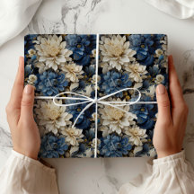 Lyxig Blå Vit Elfenbensblomma Stilfull Inpackning