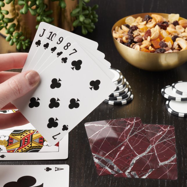 Lyxig blank röd marmor casinokort (På plats)