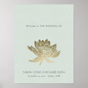 LYXIG BLEKBLÅ SILVER LOTUS BLOMSTER BRÖLLLOP POSTER