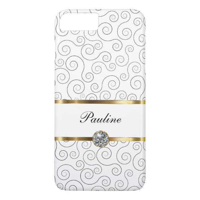 Lyxig Bling för Monogram stil Case-Mate iPhone Skal (Baksida)