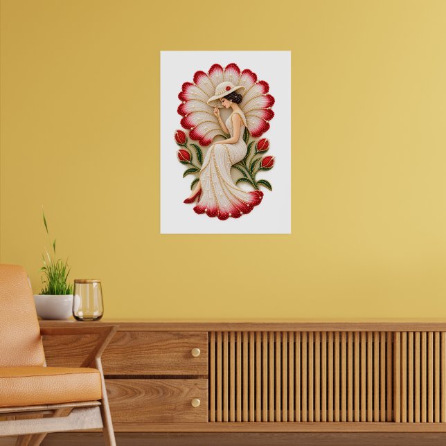 Lyxig blomkonst för vägg poster (Vardagsrum 2)