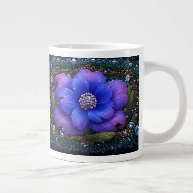 Lyxig blomma med utsmyckad ram jumbo mugg (Höger)