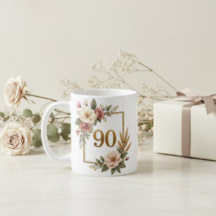 Lyxig Blommig 90-årsfirande Minnessaker Kaffemugg
