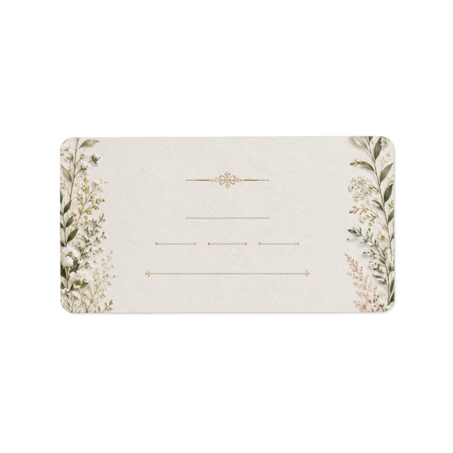 Lyxig Blommig Bröllopsinbjudan Adressetikett (Framsidan)
