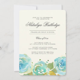 Lyxig Blommig Examen Inbjudan