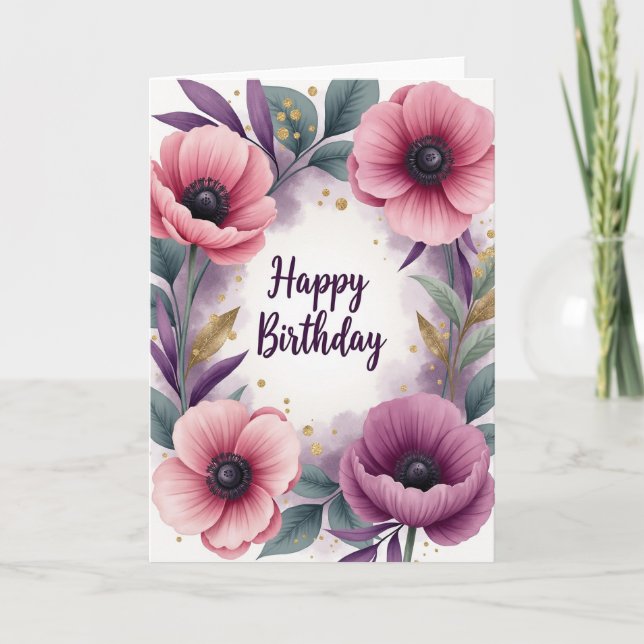 Lyxig Blommig Födelsedagskort Kort (Framsida)
