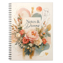 Lyxig blommig “Notes & Dreams” Journal