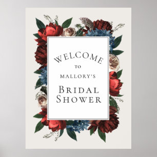 Lyxig blomram bröllopsfest välkomstskylt poster