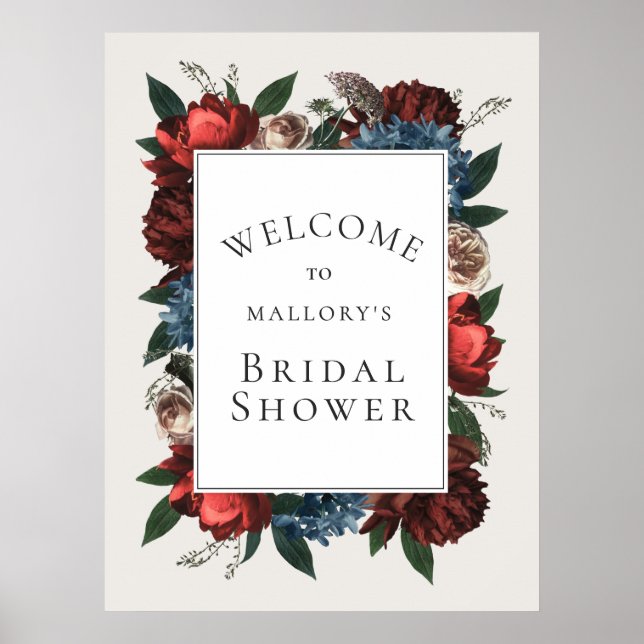 Lyxig blomram bröllopsfest välkomstskylt poster (Framsidan)