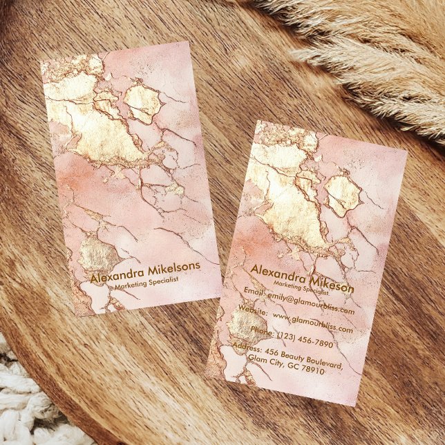 Lyxig Blush Marmor Guld Professionell Visitkort (Skapare uppladdad)