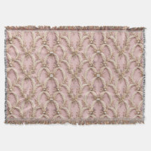 Lyxig Boho Rosa Pampasgräs Kastfilt - Damm