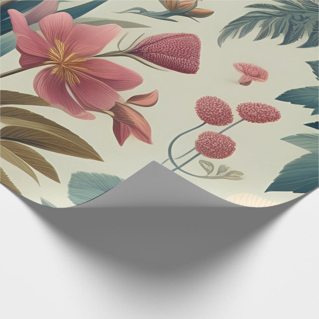 Lyxig botanisk blommig presentpapper (Hörn)