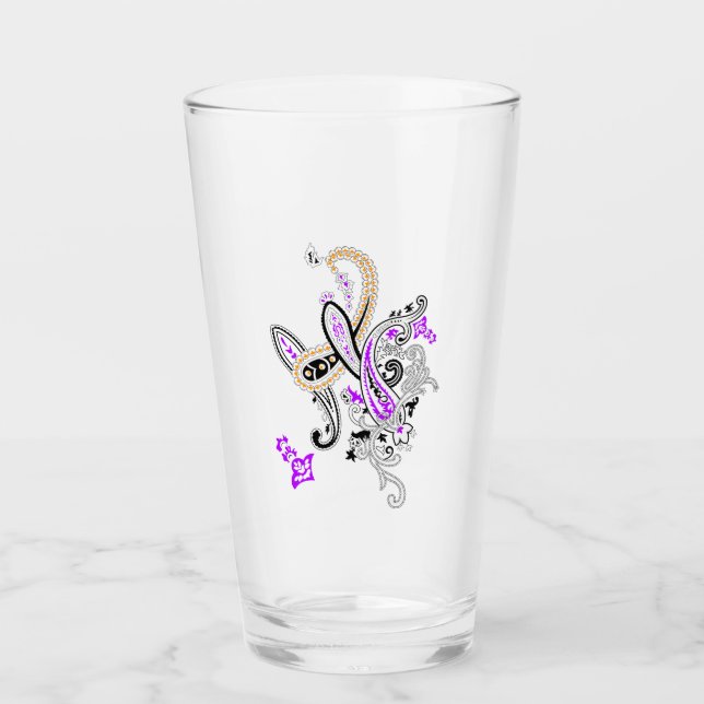 Lyxig botanisk paisley-dricksglas glaskopp (Framsida)