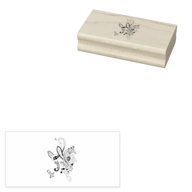 Lyxig botanisk paisley gummistämpel stämpel (Stämplad)