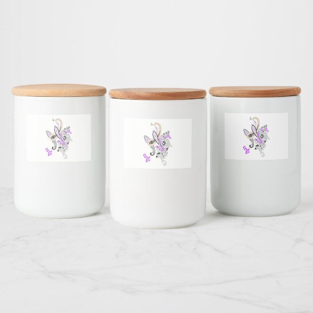 Lyxig botanisk paisley-kollektion mat etiketter (Flaskor)