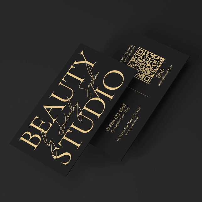 Lyxig boutique-varumärke Svart Skönhet Visitkort (Luxury Boutique Branding Black Beauty Business Card
)