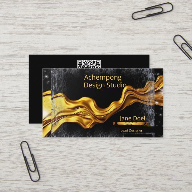 Lyxig Brandying: Opulent Executive Gold Swirl    Visitkort (Fram/Back In Situ)
