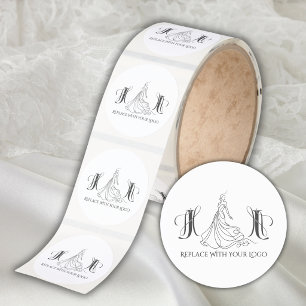 Lyxig Bröllopsbutik Anpassad Logotyp Rulldekaler Runt Klistermärke